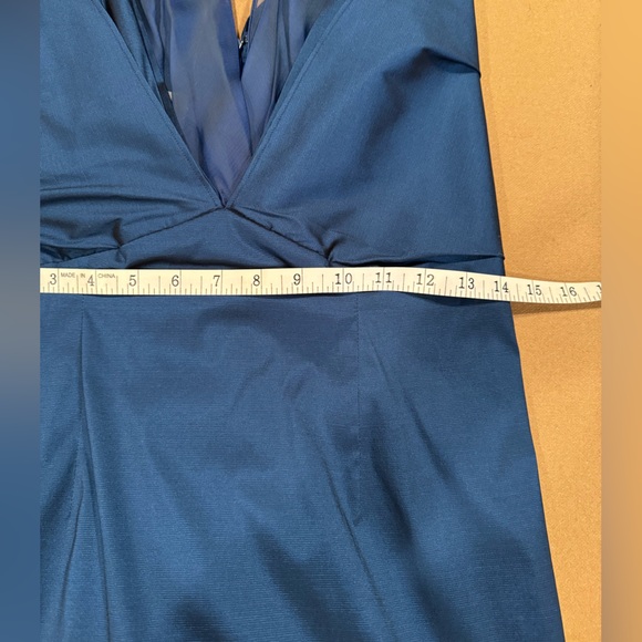 Talbot Runhof "Authentic" Dark Blue Duchess Satin Column Gown - Size 12 - NWT - Picture 13 of 14